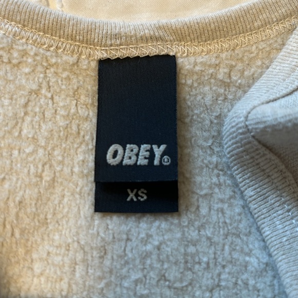 OBEY cream coloured scoop neck sweatshirt - Picture 2 of 3